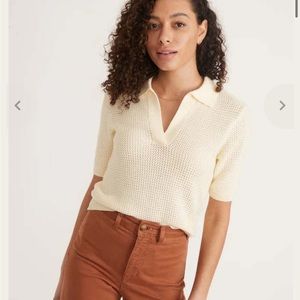 Everlane White Sweater Polo